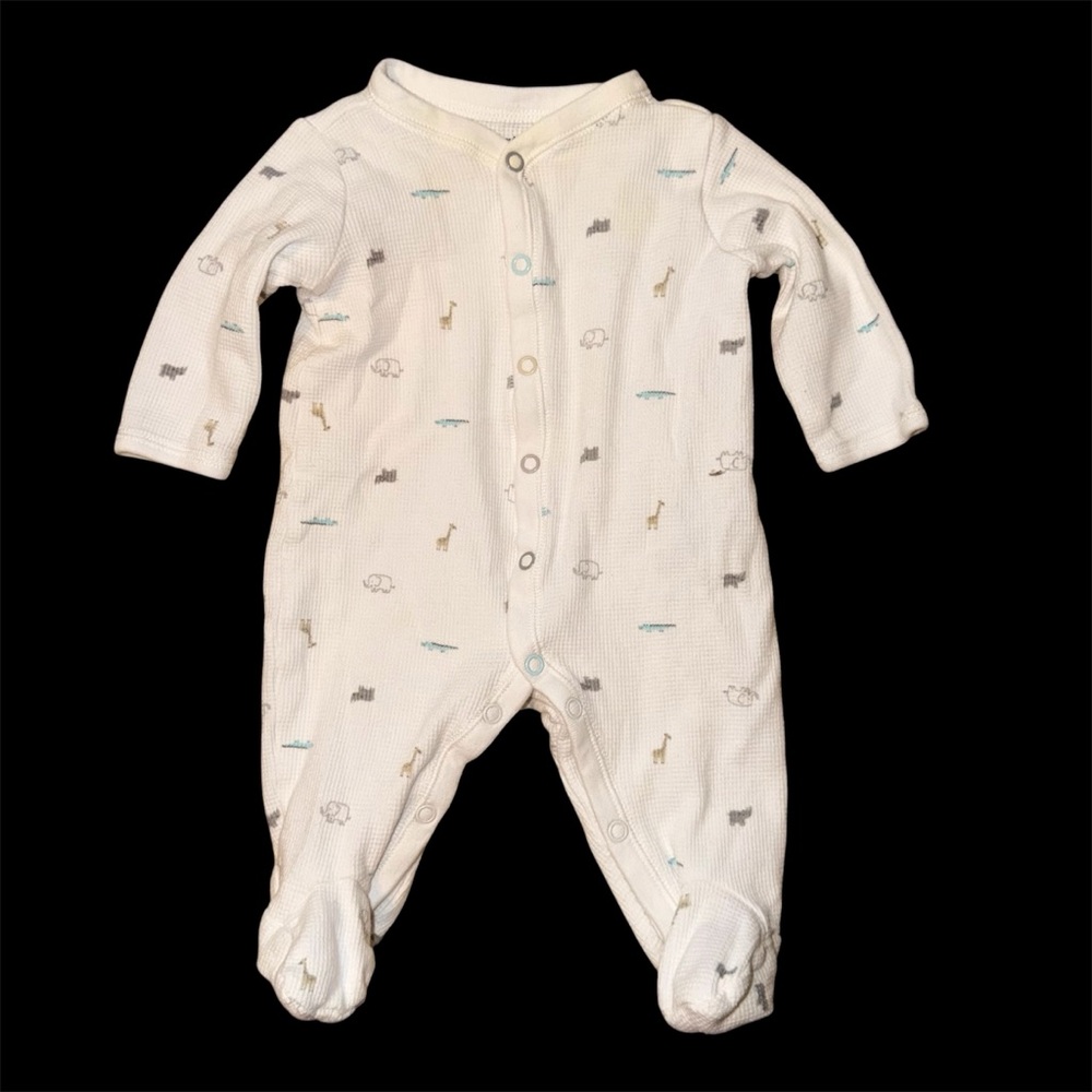 Carter's Cream Footed One-Piece with Tiny Animal Print